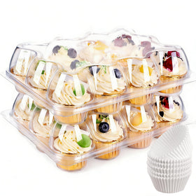 Lendex cupcake carrier top view showing sturdy 12-count box for transport