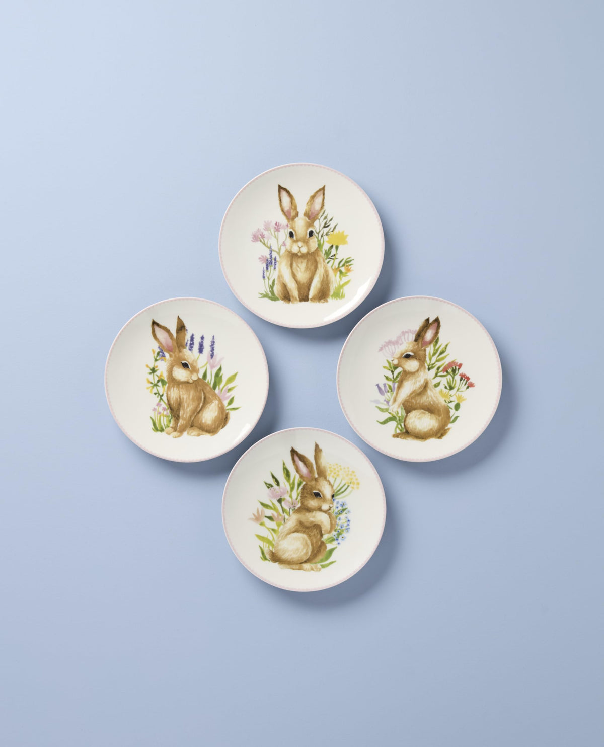 Lenox 897155 Bunny Accent Plates side details highlight glossy porcelain edge