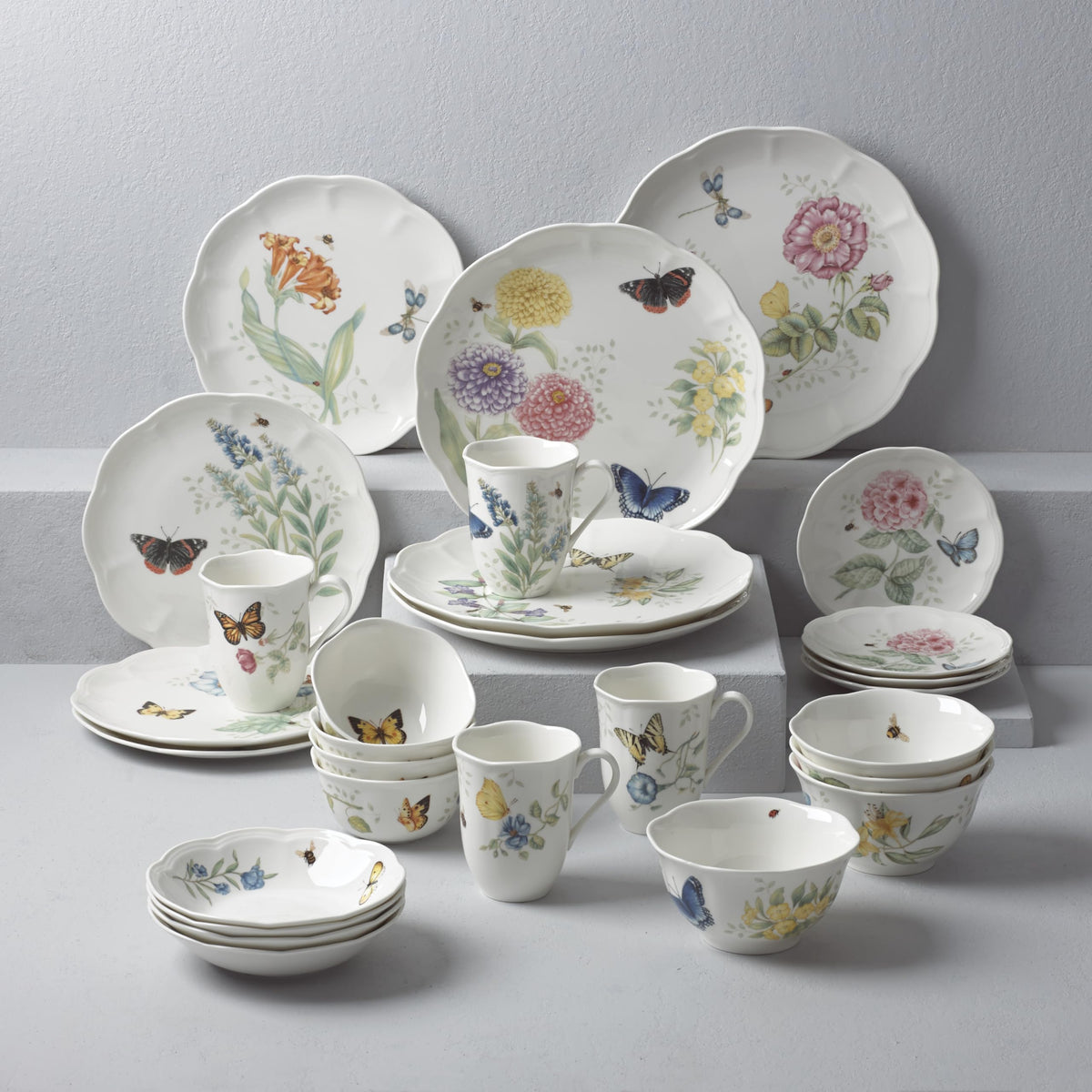 Lenox Butterfly Meadow accent plates highlight floral detail for casual meals and refined gatherings.