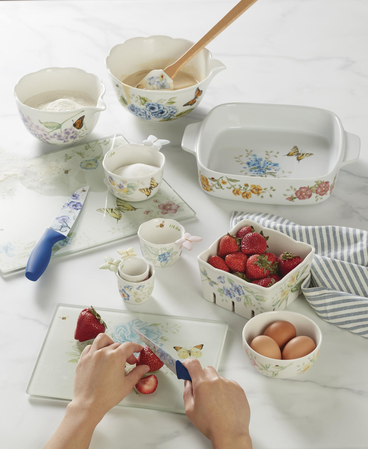 Clear glass surface cleans easily after chopping and slicing