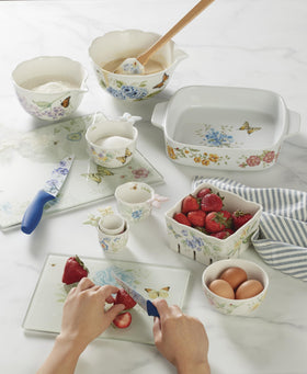 Clear glass surface cleans easily after chopping and slicing