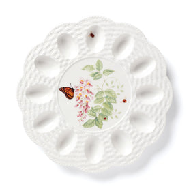 Lenox Butterfly Meadow Egg Tray with basketweave detail for Easter hors d'oeuvres