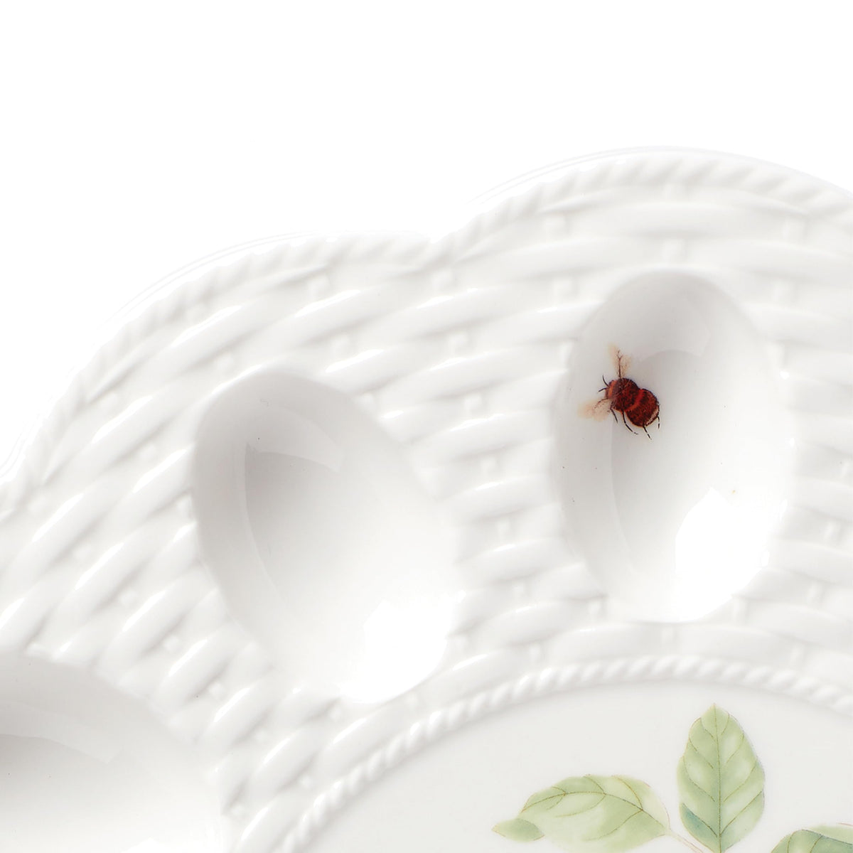 Lenox Butterfly Meadow Egg Tray showcasing the floral pattern on porcelain