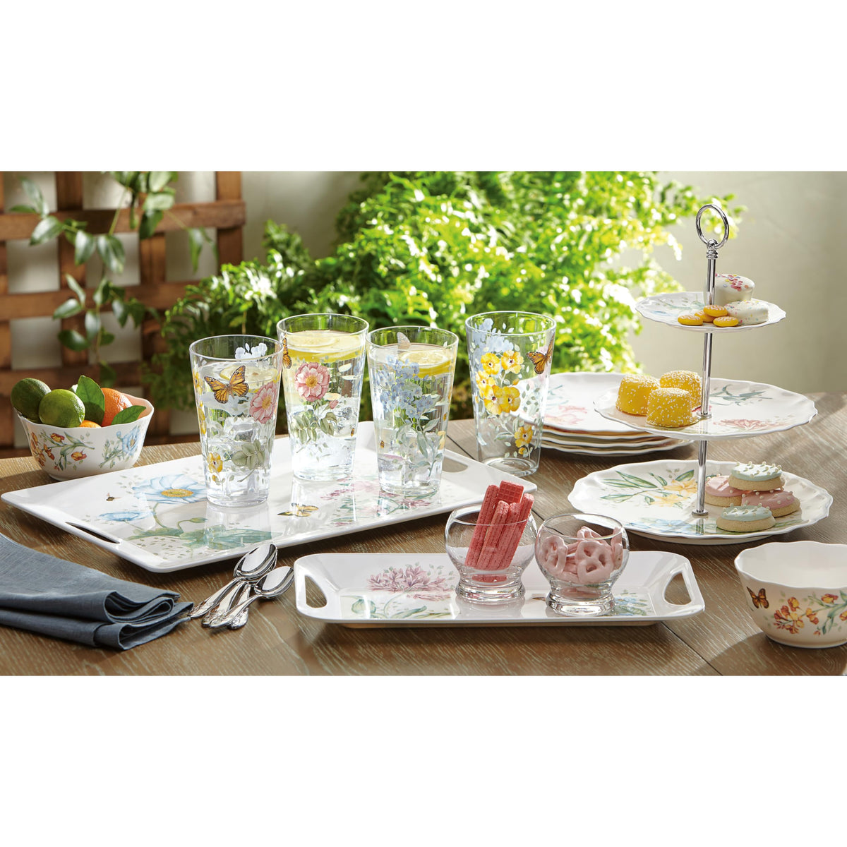 Lenox Butterfly Meadow highballs are ideal for spring picnics and summer barbecues.