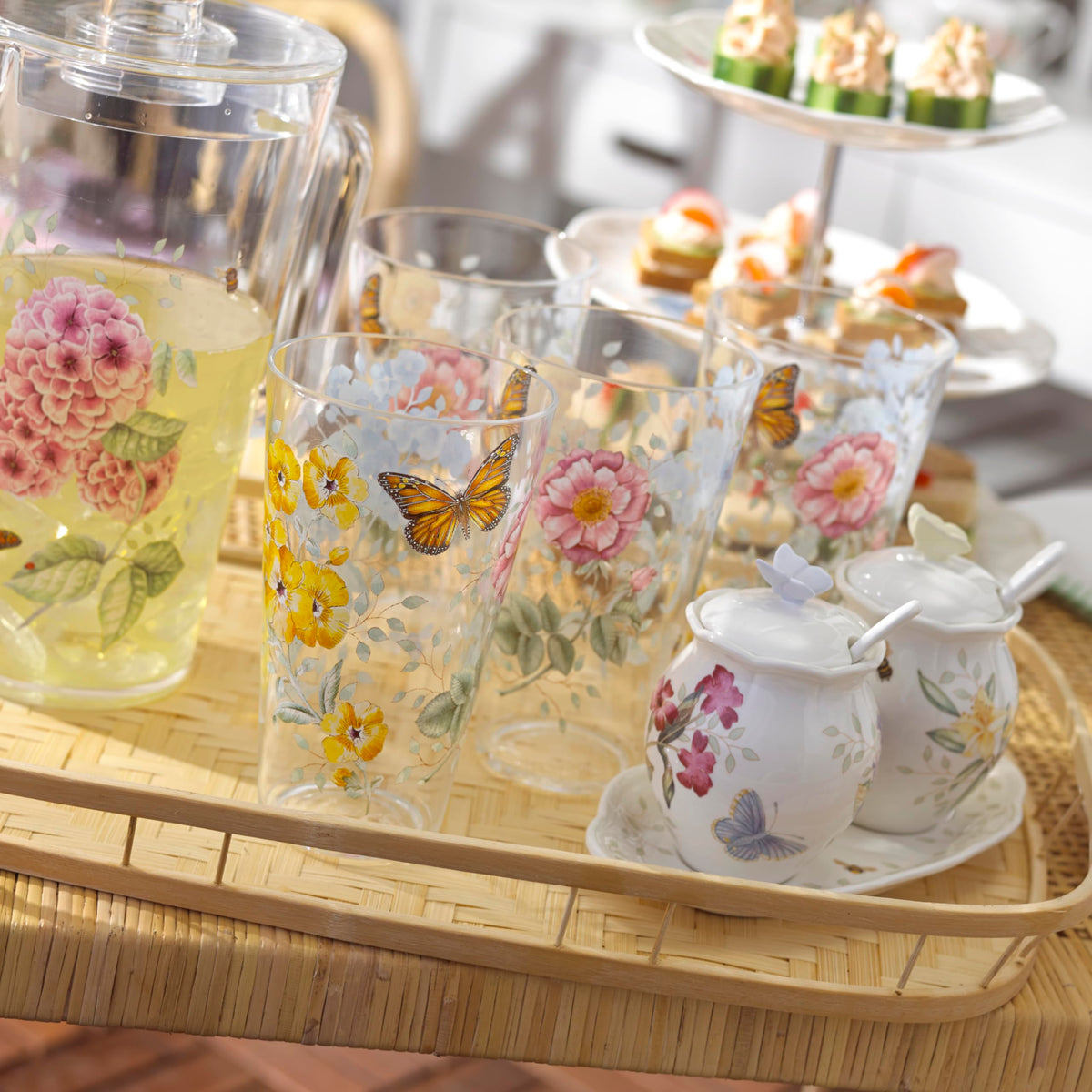 Lenox four highball cups included, great for stocking a cabinet for year-round use.