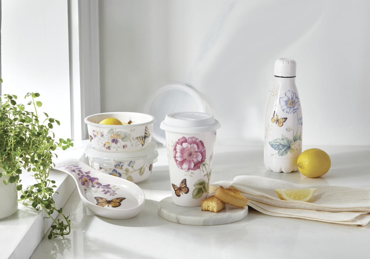 Lenox Butterfly Meadow mug pattern highlights make it gift-ready and stylish.
