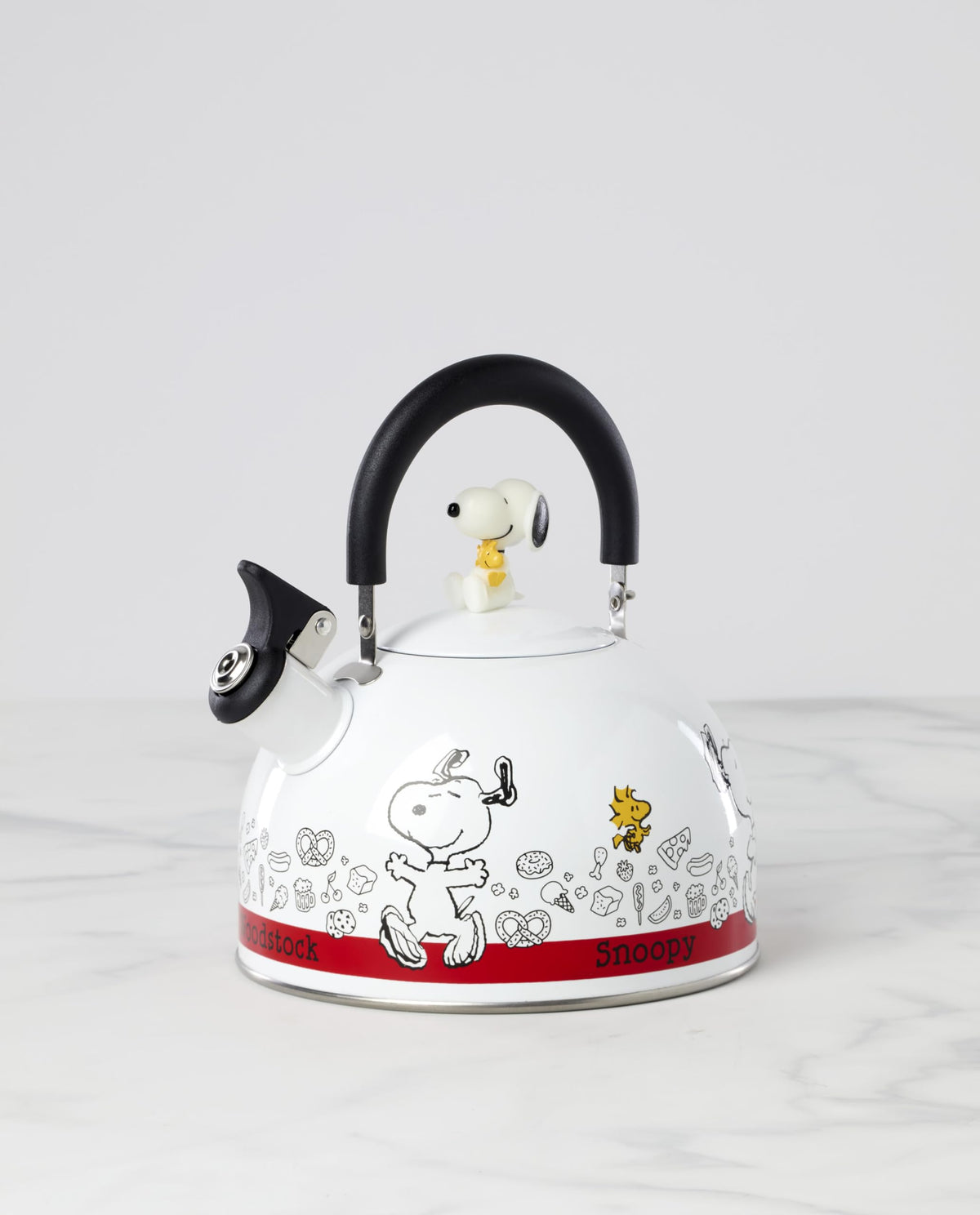 Lenox Chef Snoopy tea kettle back view captures whimsical baker’s cap and cheerful table presentation.