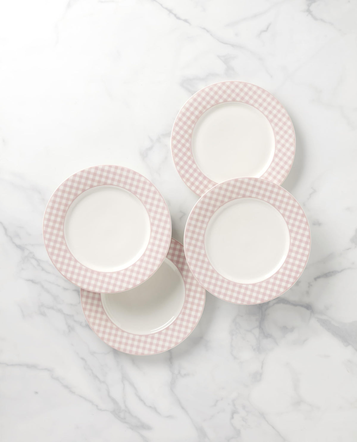 Lenox Gingham pink dinner plate close-up showing smooth porcelain.
