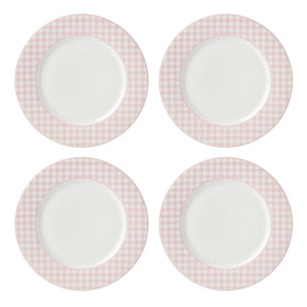 Lenox Gingham pink dinner plates set of four for cheerful everyday meals.