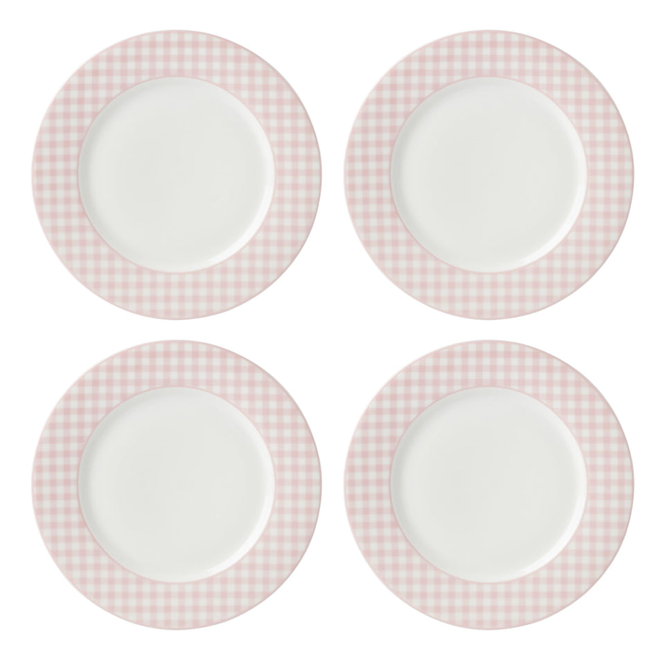 Lenox Gingham pink dinner plates set of four for cheerful everyday meals.
