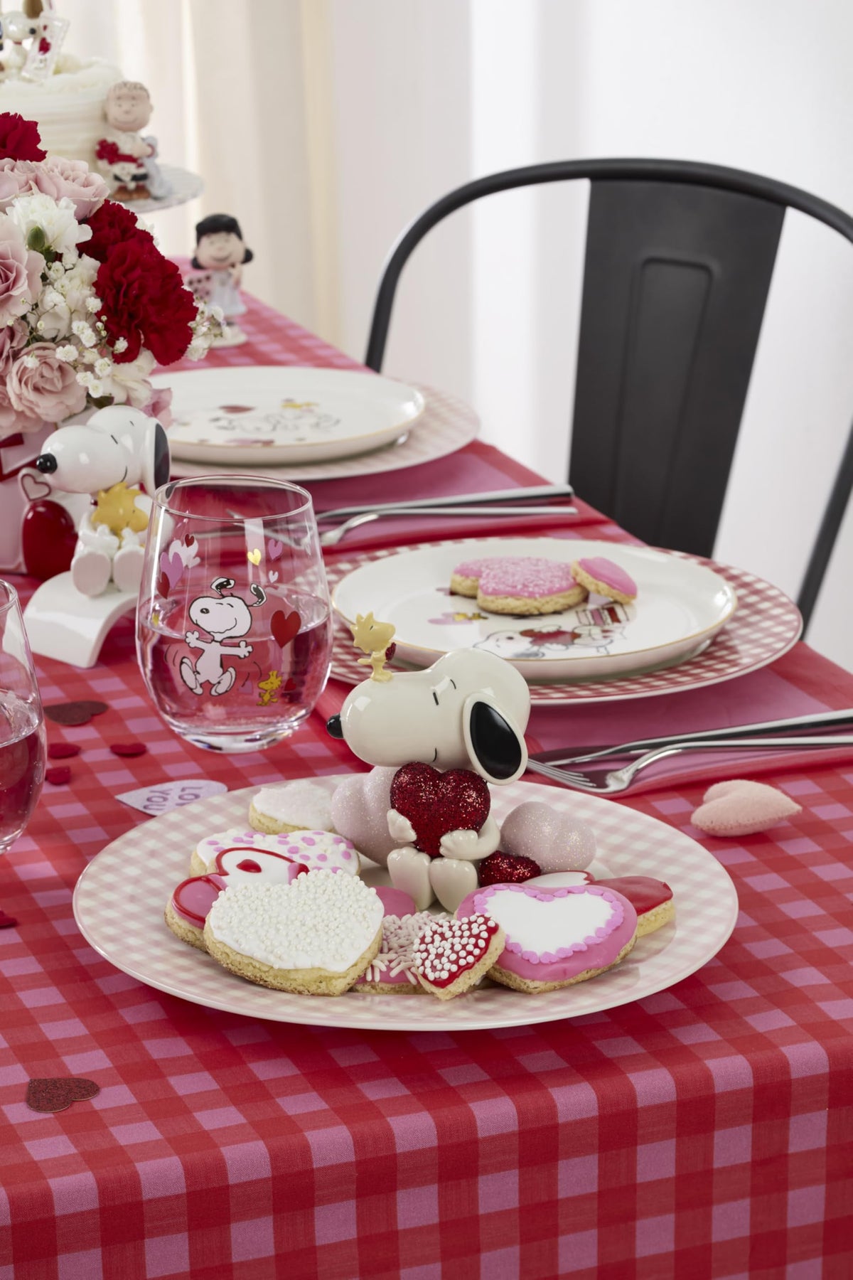 Lenox Gingham pink porcelain dining plate ideal for everyday meals.