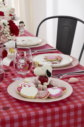 Lenox Gingham pink porcelain dining plate ideal for everyday meals.