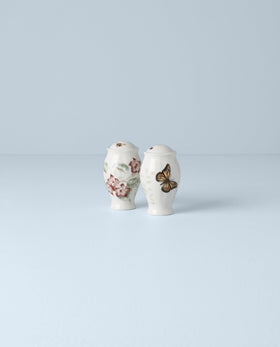 Porcelain salt and pepper shakers by Lenox, multicolor, dishwasher-safe.