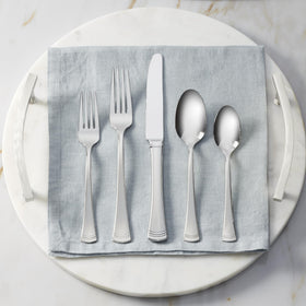 Lenox Portola 18/10 stainless steel with bright mirror shine and durability.