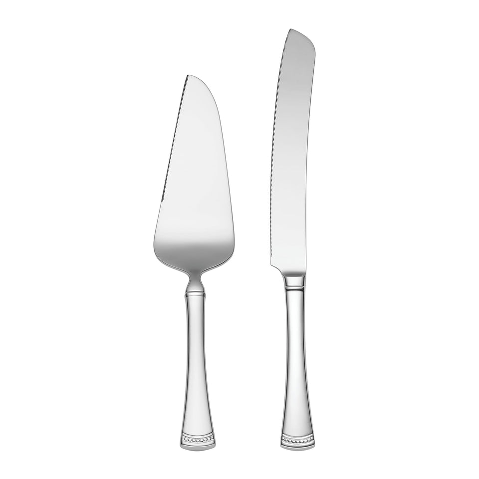 Lenox Portola cake knife, mirror finish for precise cake slicing.