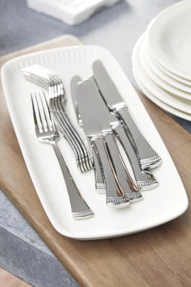 Lenox Portola service for four arranged with complete place settings for gatherings.