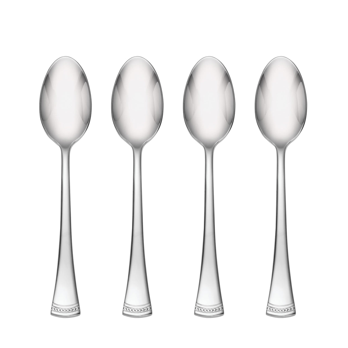 Lenox Portola teaspoons for four on table, elevating everyday meals.