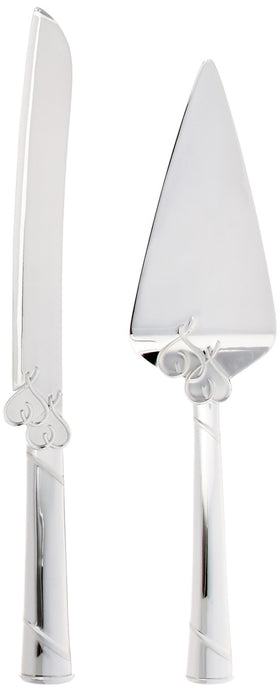 Lenox True Love cake server with interlaced hearts for romantic cake cutting.