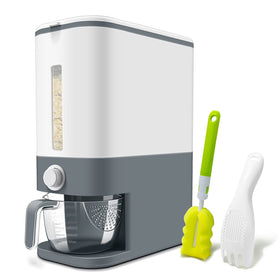 Lenwi rice dispenser front view with airtight seal for freshness.