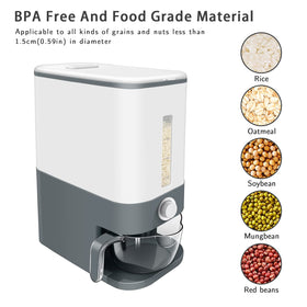 Lenwi rice dispenser vertical scale shows easy measurement.