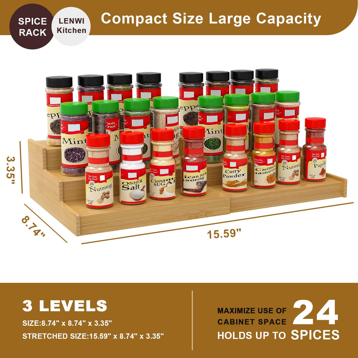 Lenwi anti-tip feature keeps jars steady on the rack.
