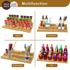 Lenwi spice rack step design helps you locate jars faster while cooking.