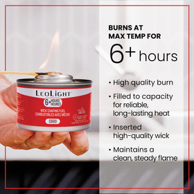 LEOLIGHT odorless, smokeless burn keeps food aroma intact during service.