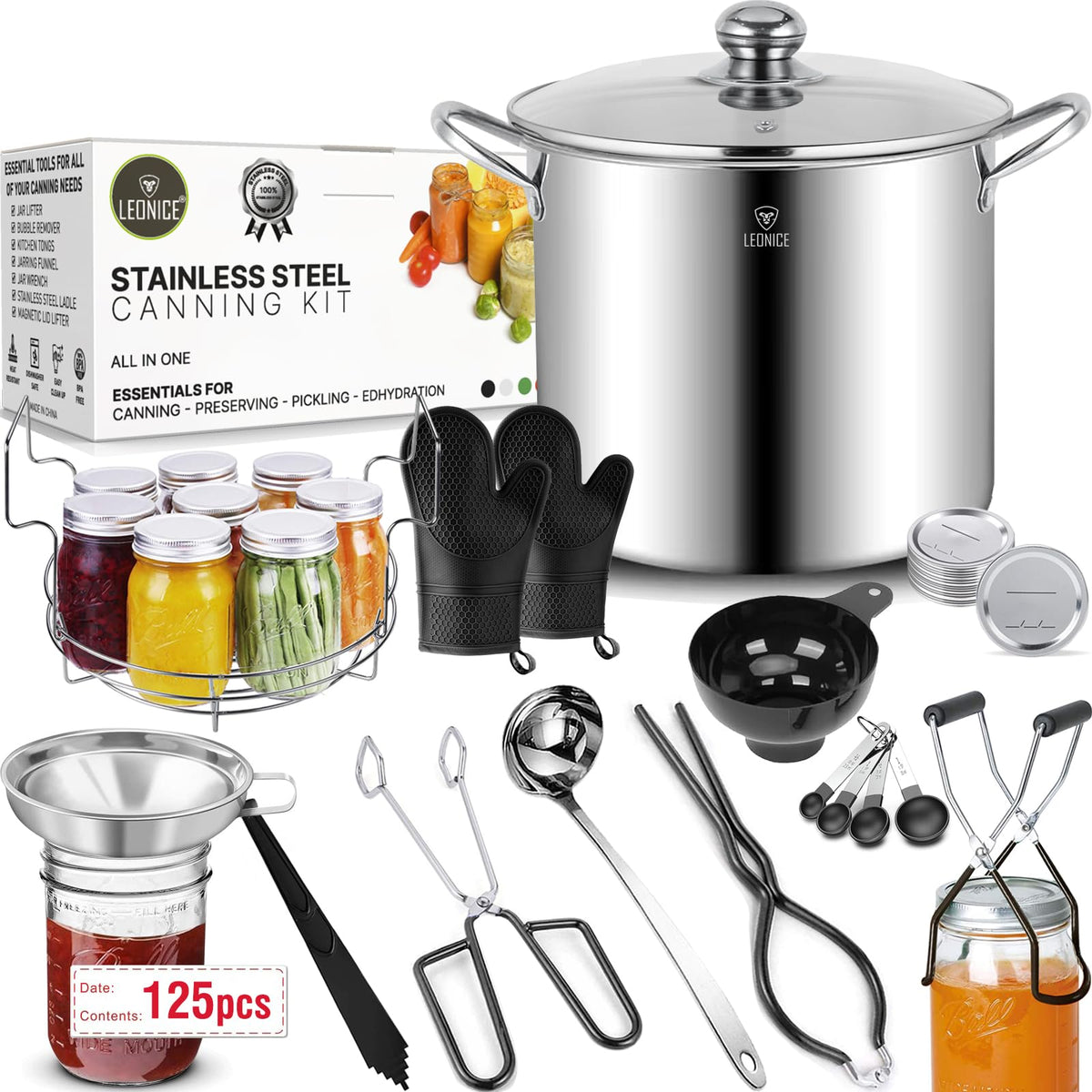 LEONICE canning pot for water bath canning with even heat distribution