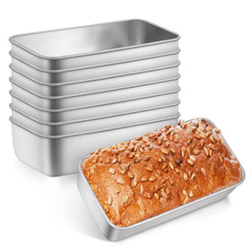 Leonyo 8-pack loaf pans in stainless steel for durable, even baking.