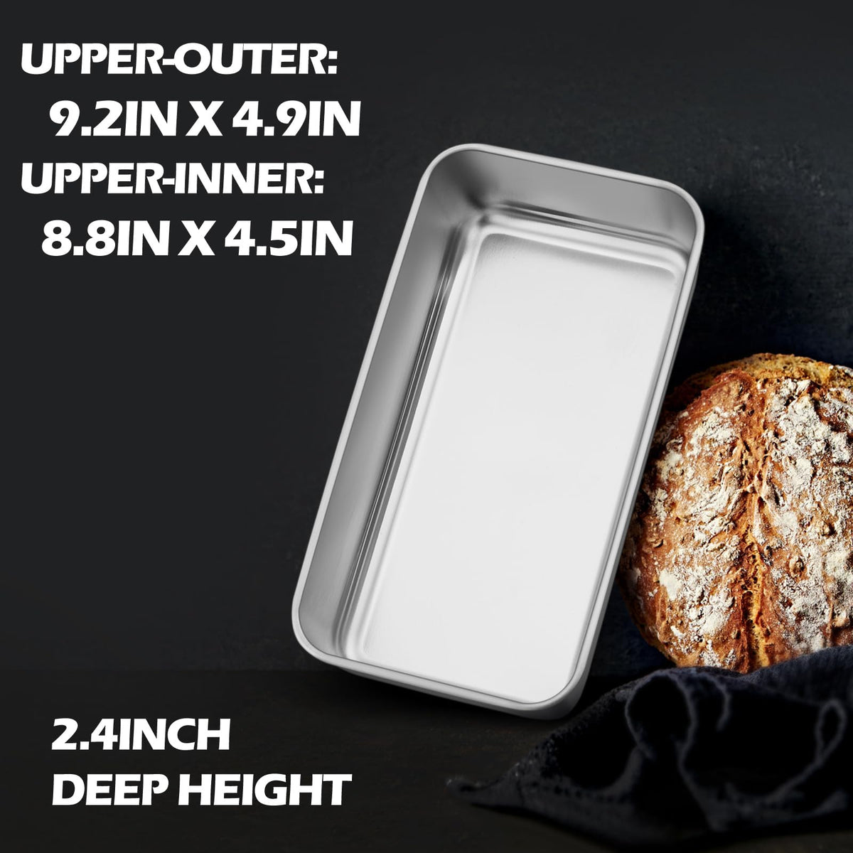 Leonyo loaf pans with brushed finish for sturdy construction and longevity.