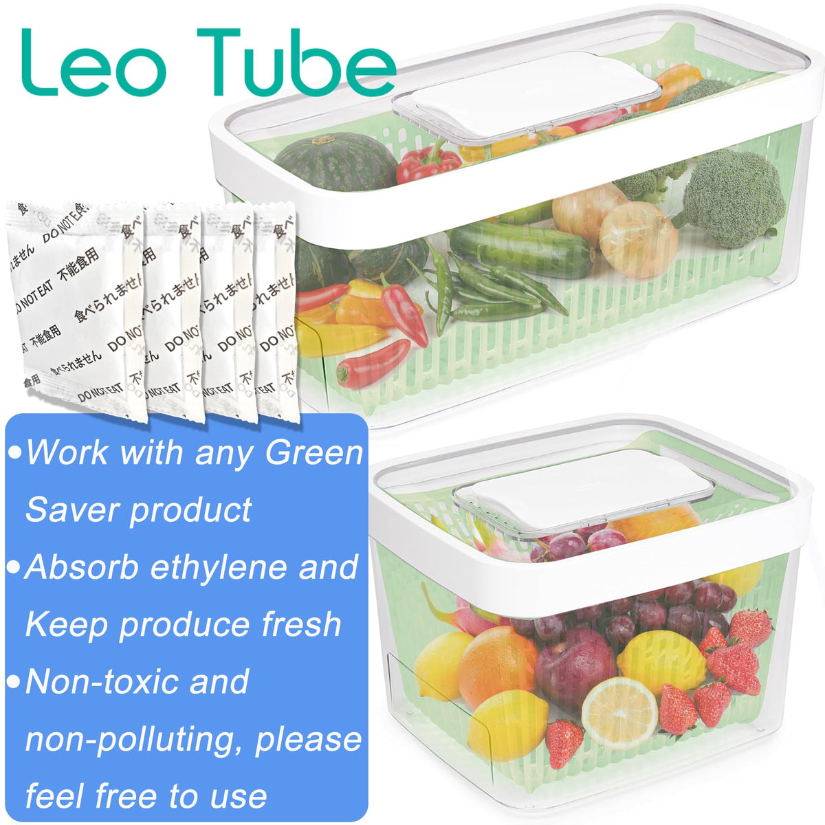 LeoTube odor-control refills keep your fridge smelling fresh after storage.