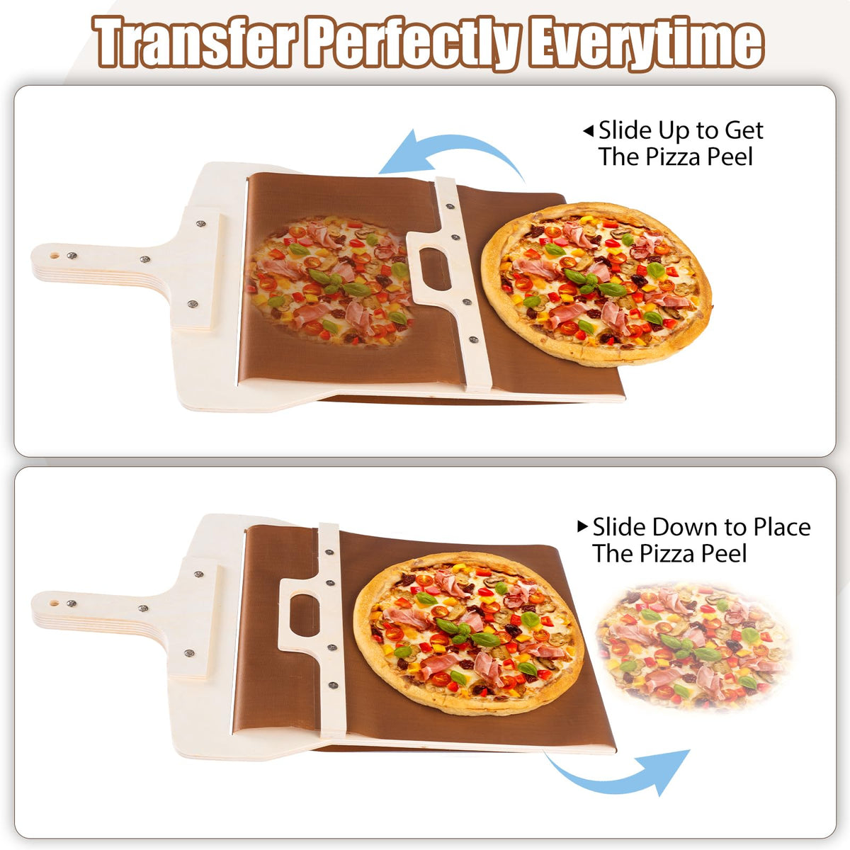 Leozzo stainless steel pizza cutter rocker included for clean, precise slices.