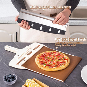 Leozzo pizza slider paddle with detachable handle shown for compact storage.
