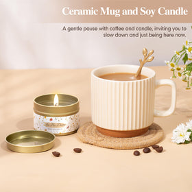 Lepiche ceramic mug with spoon for comforting hot beverages