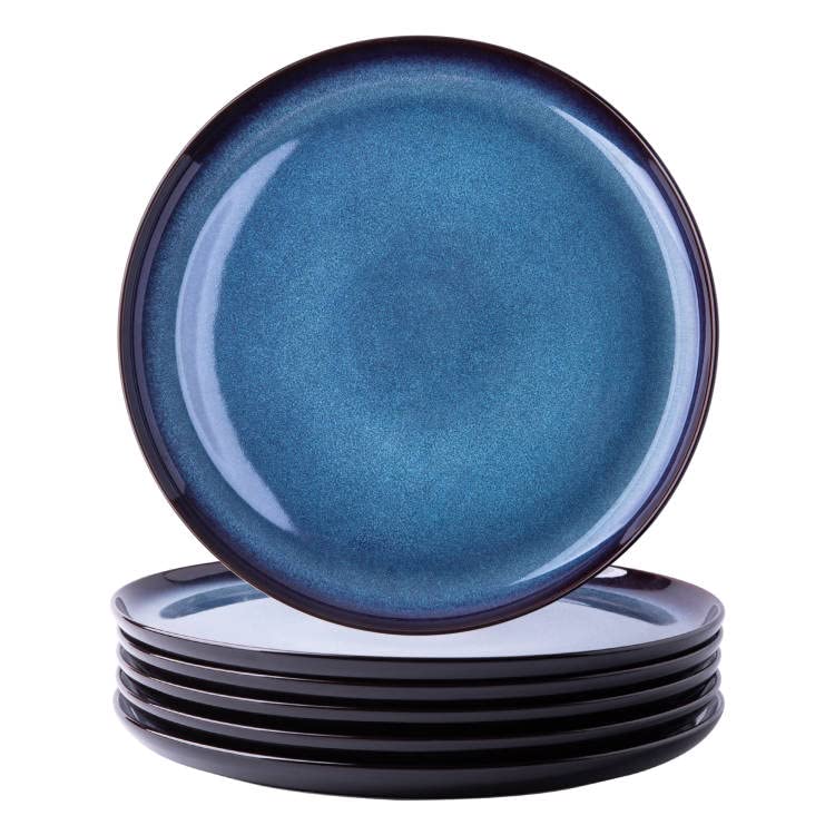 LERATIO ceramic dinner plates 10-5-inch with blue reactive glaze for stylish meals.