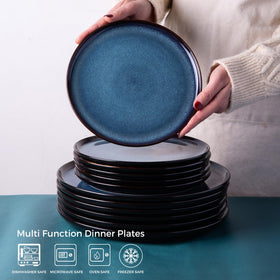 LERATIO ceramic dinner plates blue reactive glaze elevate table presentation.