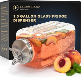 Le'raze 1.5-gallon glass dispenser with clear body for easy beverage monitoring
