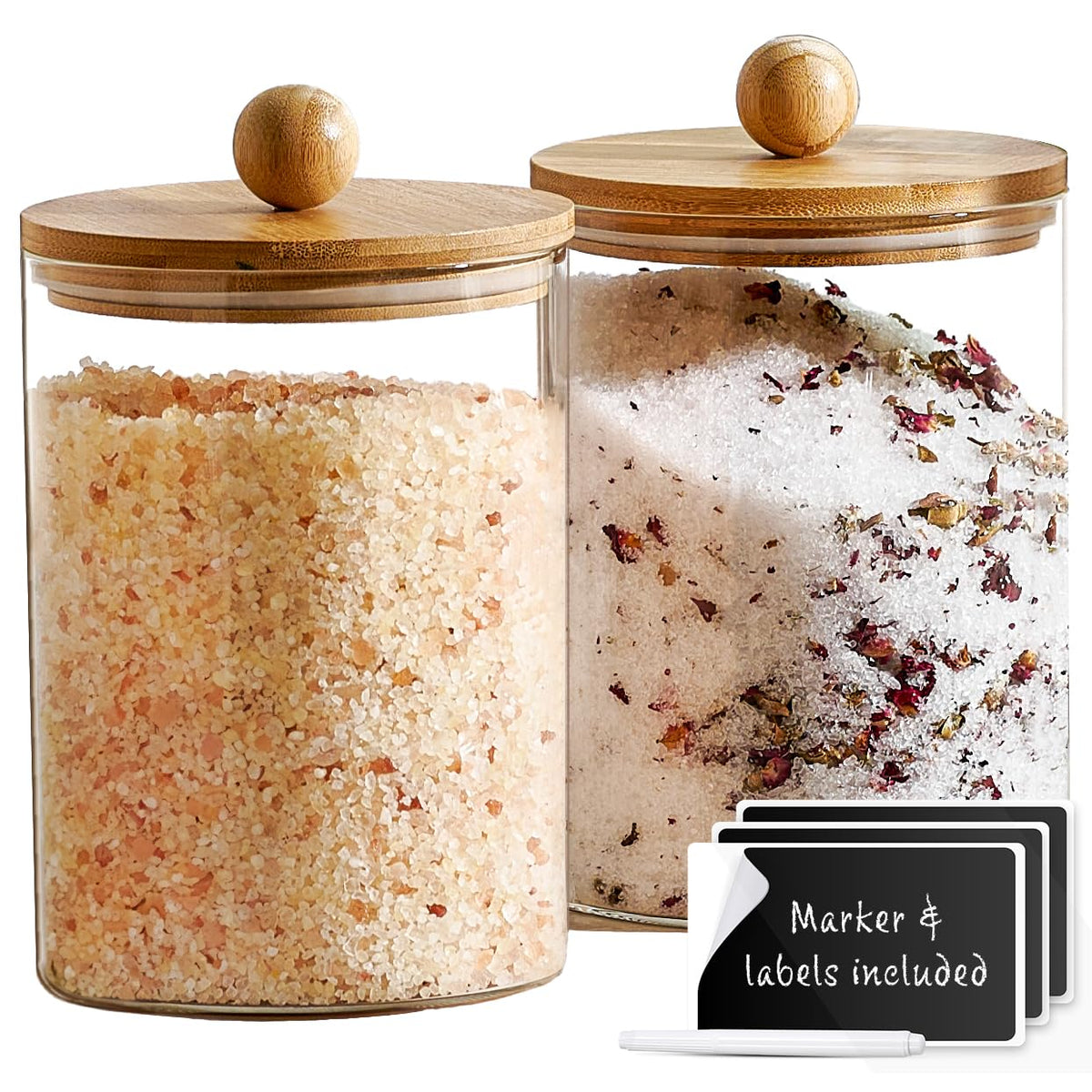 Le'raze 1-gallon glass canisters on counter for organized pantry storage.