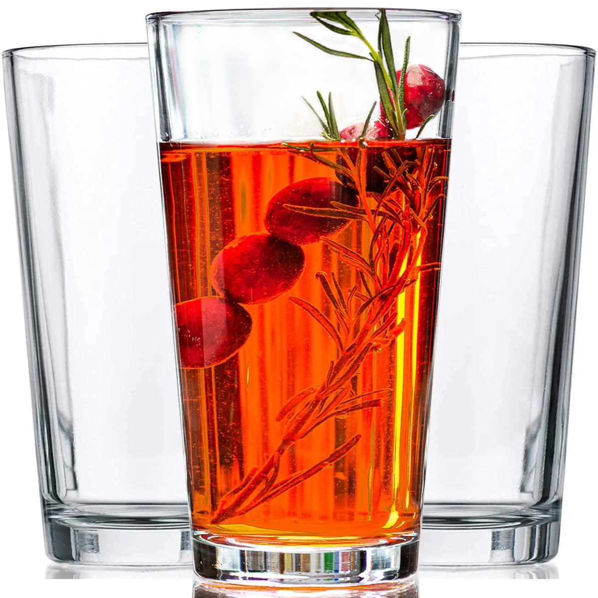 Le'raze 16oz drinking glasses set for daily use, dishwasher safe and versatile.