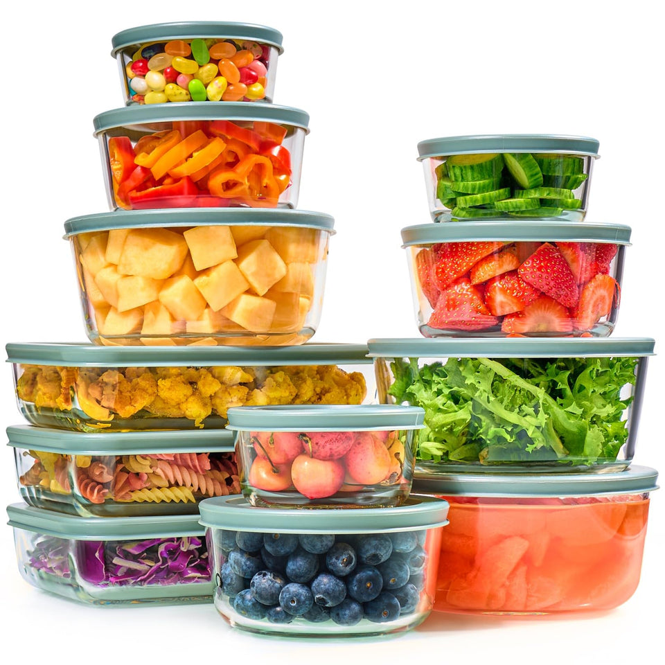 Le'raze 24pc glass storage set with crystal-clear containers for quick meal prep