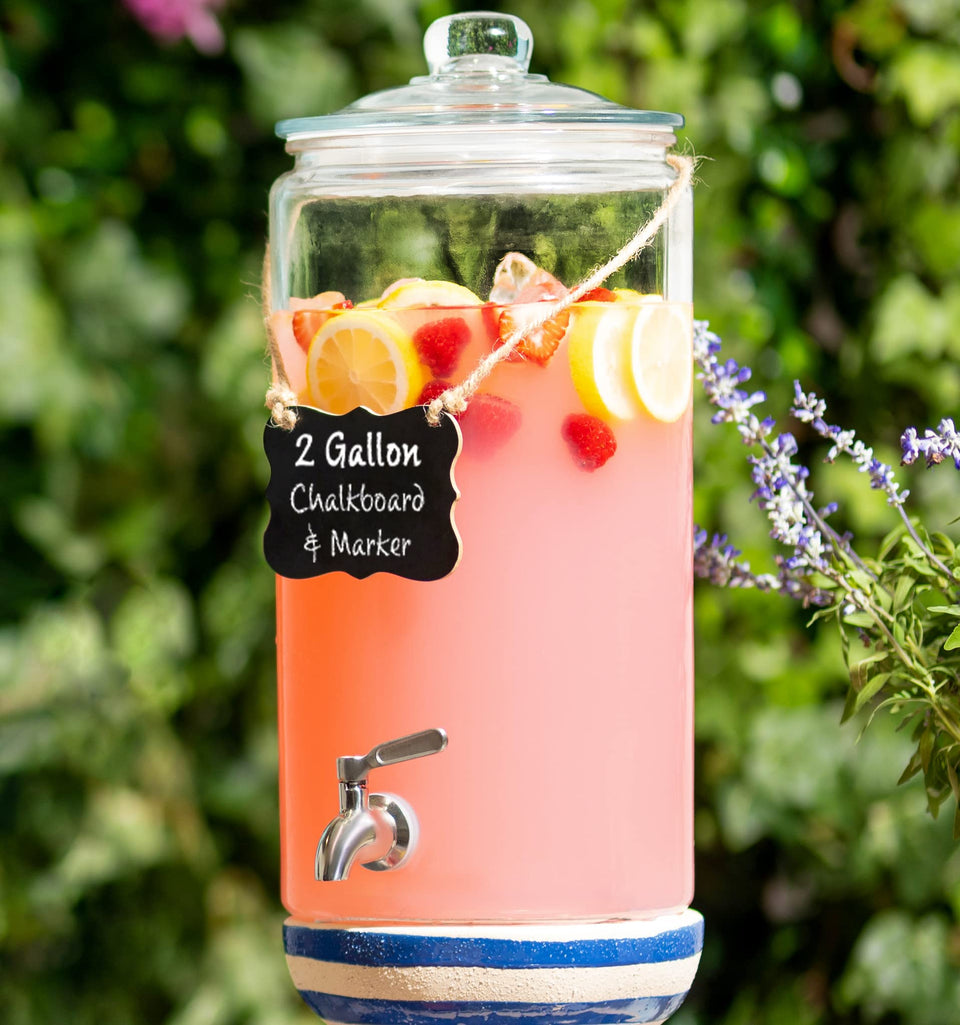 Le'raze 2-gallon dispenser with drip-free stainless steel spigot for party serving