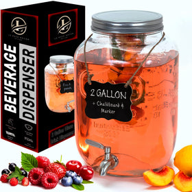 Le'raze 2-gallon glass beverage dispenser with spigot for easy party pours