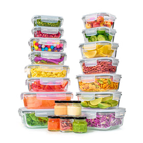 Le'raze 40-piece glass set, rectangular 1520ml container for easy meal prep.