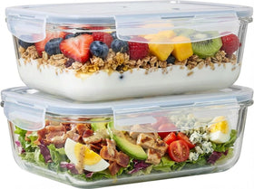 Le'raze 4pc large glass containers with lids for durable storage and easy meal prep.