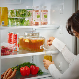 Le'raze 5-liter punch dispenser kept in fridge for chilled serving.