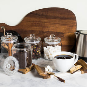 Le'raze glass canister with chalkboard front for labeling contents