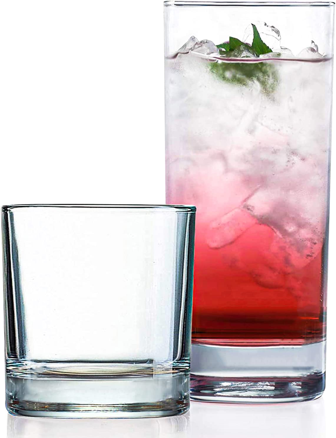 Le'raze everyday glasses set of 8 with hurricane silhouette for versatile entertaining.
