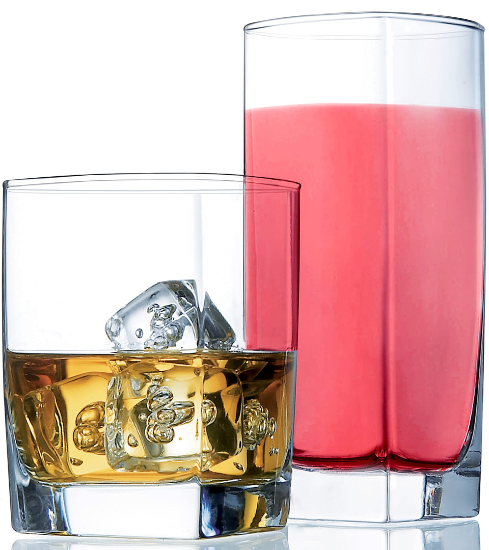 Le'raze tall highball glasses deliver crisp clarity for cocktails and iced drinks.