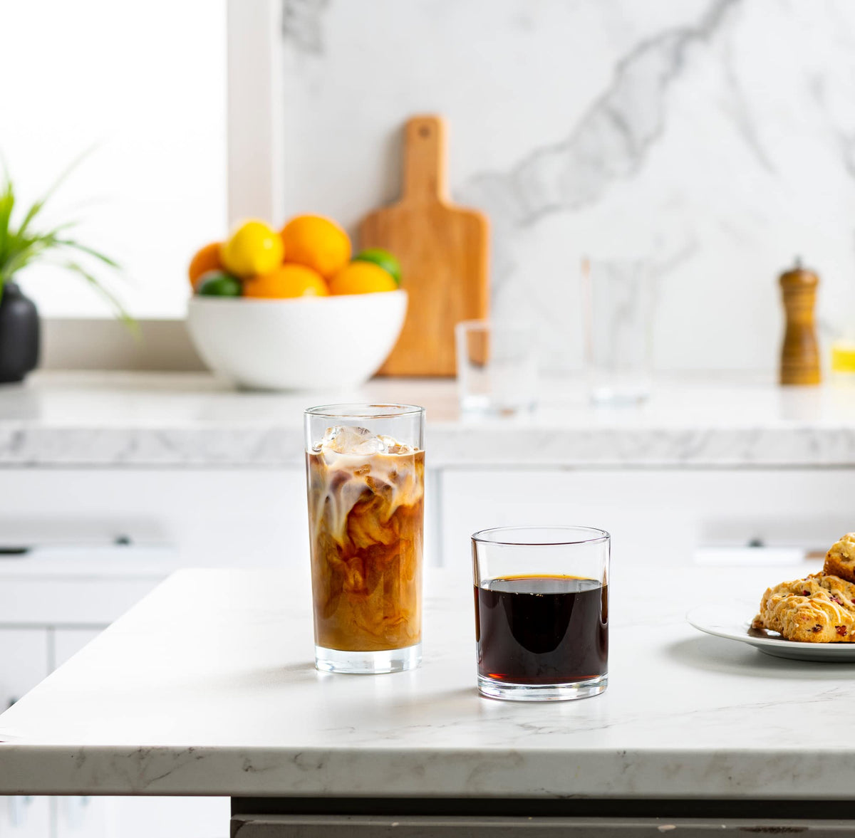 Le'raze glass base emphasizes stability on tabletops during gatherings.