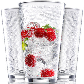 Le'raze hammered-glass cups 16oz with premium texture for cocktails and cold beverages
